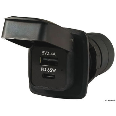 Vedenpitävä USB-A + USB-C PD65W-pistorasia