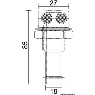 Rak bränsletankventilation i spegelpolerat SS 19 mm