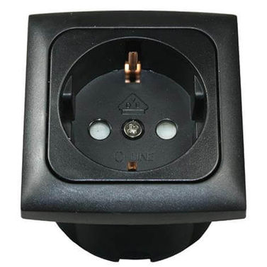 Innebygd stikkontakt 220v komplett svart