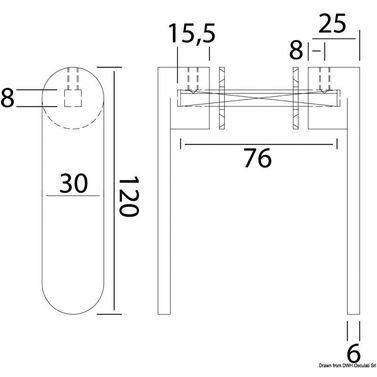Nauta R håndtak polert AISI316 8 mm