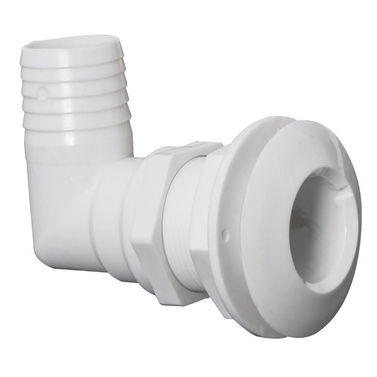 90° pohjaventtiili valkoinen muovi 1"1/2 x 38 mm