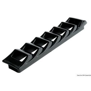 Sideventil med lameller, forkromet ABS, sort