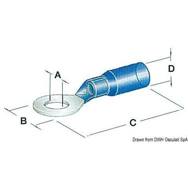 Esieristetty vesitiivis rengasliitin 5.3 mm sininen