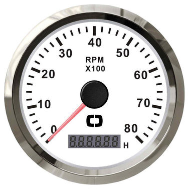 Kierroslukumittari 0-8000 RPM valkoinen/kiiltävä