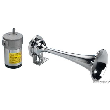 Forkrommet signalhorn med 1 trompet 24 V