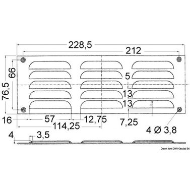 Säleikköventtiili kiillotettua ruostumatonta terästä + hyttysverkko 76x229 mm