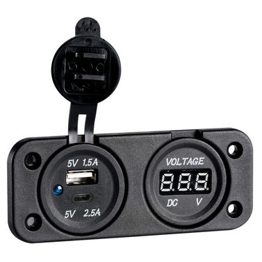 Digitaalinen uppoasennettava volttimittari + kaksois-USB A-C