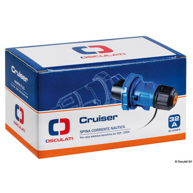 Cruiser stikkontakt 32A sort med SS-lukkekappe