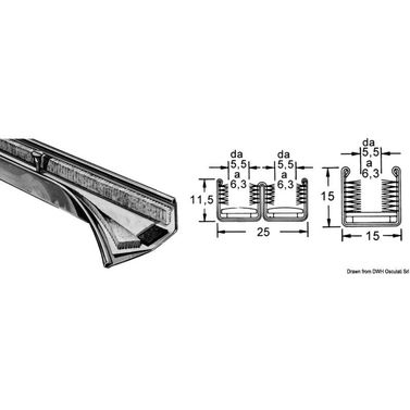 Vesitiivis lasiruutuprofiili AISI316 kaksinkertainen 25x11.5 mm