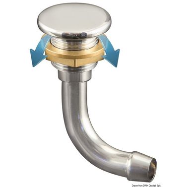 Full Flush bränsleventilation i förkromad mässing 90° Ø 19 mm