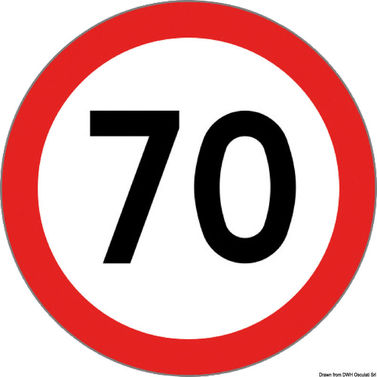Typegodkjent selvklebende hastighetsskilt 70 Km/h
