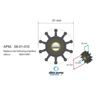 Albin Pump Marine Premium Impeller Kit pn 06-01-010