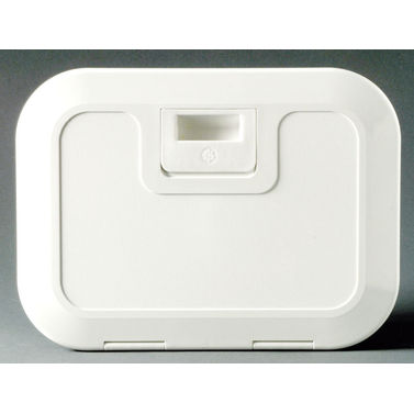 Valkoinen säilytyslokero luukulla 280 x 180 mm C-front
