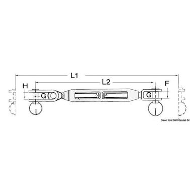 Vantskrue med fast gaffel 3/8" til wire 5 mm