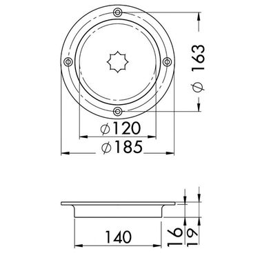 Inspeksjonsluke AISI 316 gjennomgang 120 mm