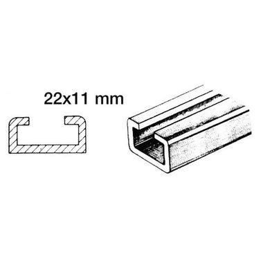 Aluminiumsskinne + nylonsleide 1 m 22x11 mm