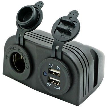 1852 Utenpåliggende dobbel USB-kontakt 5v og sigarettplugg 12/24v