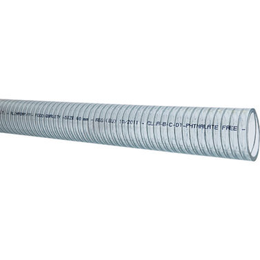 Klar PVC-slange med stålspiral, matkvalitet 45 mm