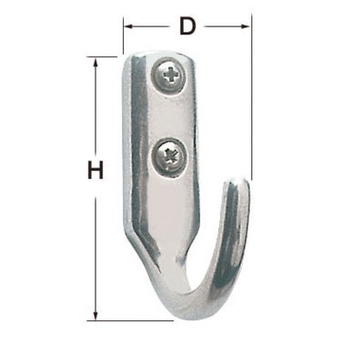 Kiillotettu ruostumattomasta teräksestä valmistettu koukku 25x41 mm