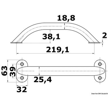 Ovalt rörhandräcke AISI316 19x25 mm 219 mm