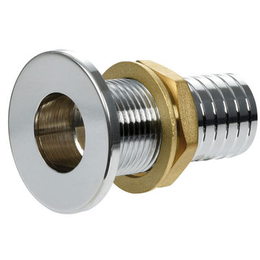 Skroggjennomføring med flatt hode i forkrommet messing 2" x 56 mm