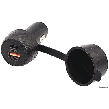 Dobbelt USB-stik type A+C med vandtæt låg