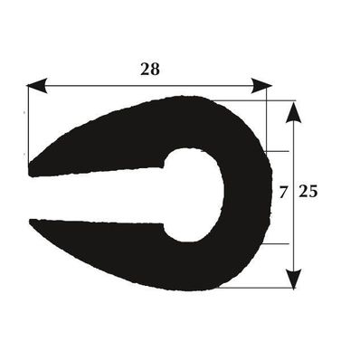 Fenderlist 28 x 25 mm svart, 50 m rull