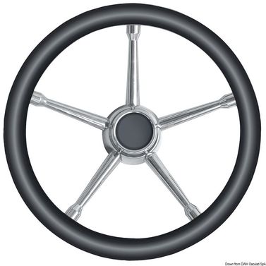 Pehmeä polyuretaaniohjauspyörä musta/SS 350 mm