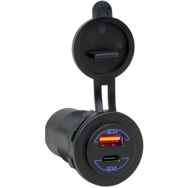 Sutars Dobbelt USB-udtag, QC3.0+QC4.0 (Type-C)