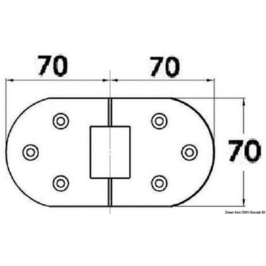 Hengsel 180° rotasjon med tapper 140x70 mm