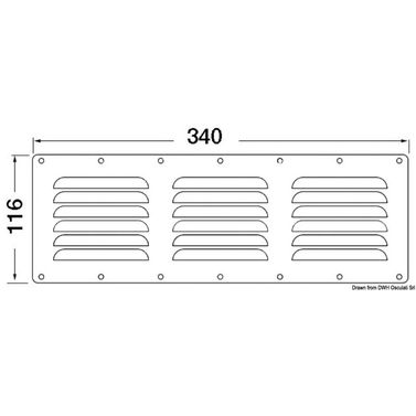 Säleikköventtiili kiillotettua ruostumatonta terästä + hyttysverkko 116x340 mm