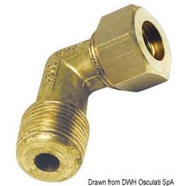 Klemringskobling i messing 90° med utvendig gjenge 10 mm x 3/8"