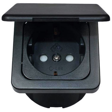 Eluttag 220V med lock svart