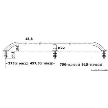 Ovalt rörhandräcke SS med utvändiga skruvar 750 mm