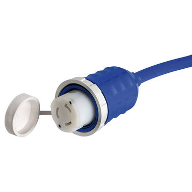 Formonteret stikkontakt med kabel, blå, 15 m, 50 A