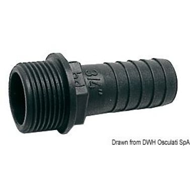 PP slangadapter med utvändig gänga 3/8" x 12 mm