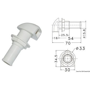 Slangadapter i plast för ventilationsslang Ø 16 mm