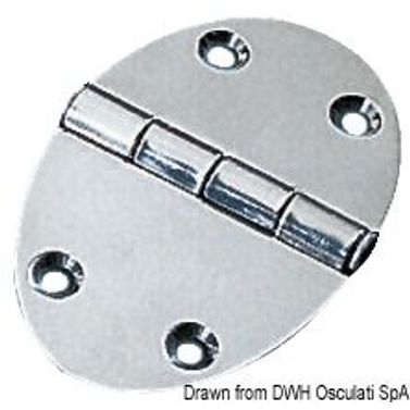 Ovalt gångjärn 78x56 mm, stiftmontering 3 mm