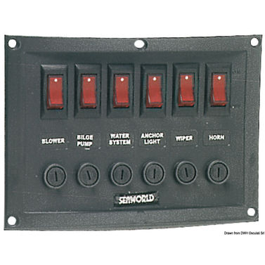 Vannrett kontrollpanel med 6 brytere