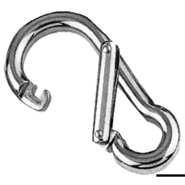Karabinhage med asymmetrisk åbning AISI 316 80 mm