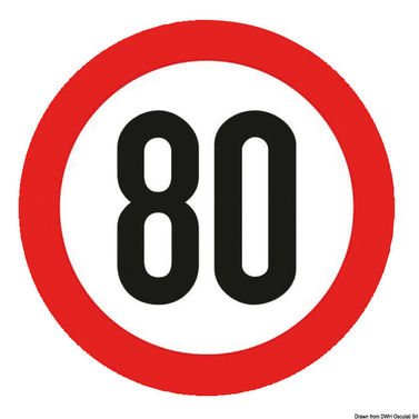 Typegodkendt selvklæbende hastighedsskilt 80 Km/h