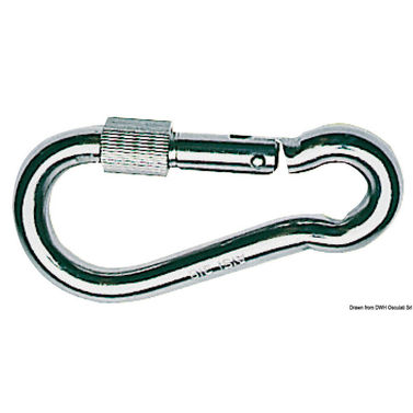Karbinhake AISI 316 med ring 80 mm