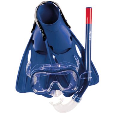 Snorkelset barn mask, snorkel och simfenor blå stl. 31-34