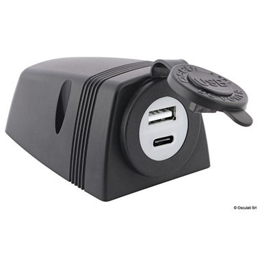 USB-A + USB-C stikkontakt med hus