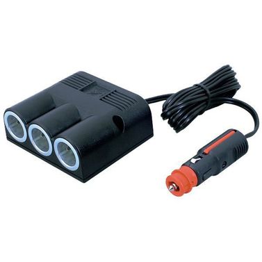 Universalstik med 2m Ledning og Tripel Udtag, 12/24v, 16amp