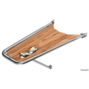 Bovspryd AISI 316/teak med vippebar ankerrulle Ø32 mm