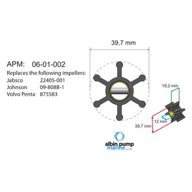 Albin Pump Marine Impeller 06-01-002