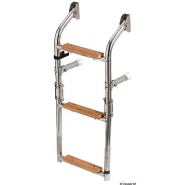 Stege 3 steg AISI316 + Iroko