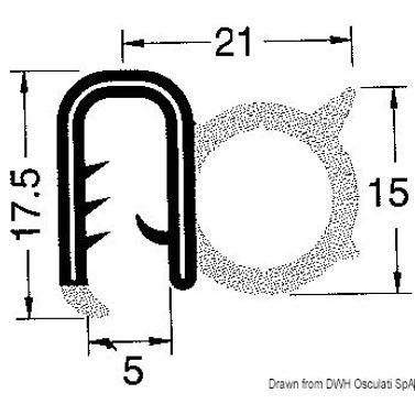 Forstærket PVC-profil til kantliste sort 4-5mm 50m