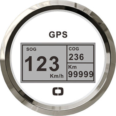 GPS-fartsmåler, kompass og distanseteller hvit/blank